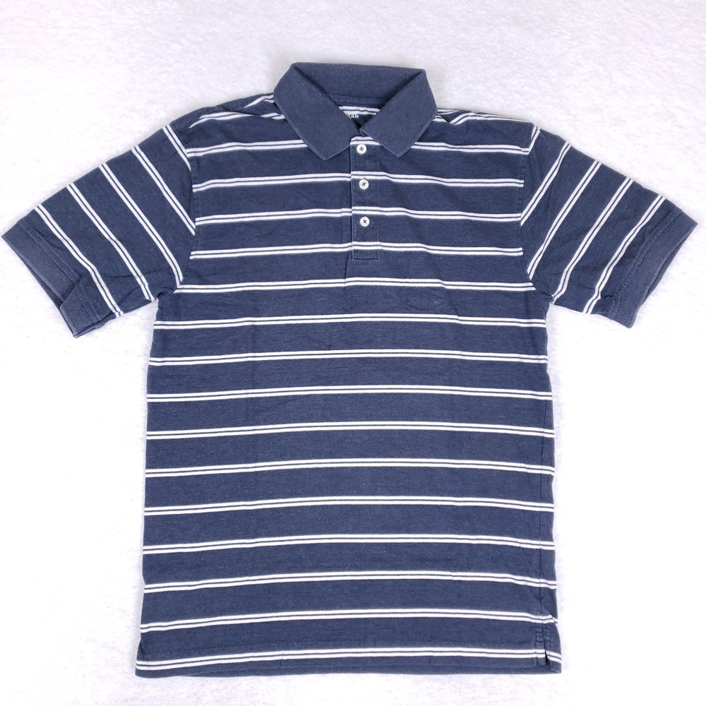 Haggar‎ Polo Shirt Striped Short Sleeve Navy White Small Casual Core Preppy